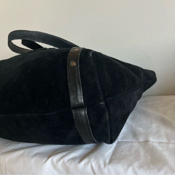 PATRICIA NASH Black Suede Benvenuto Cava XL Tote Shoulder Bag Rivets Travel - Picture 6 of 11